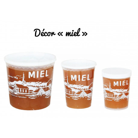 POTS EN PLASTIQUE "TEPP" - TRANSPARENTS AVEC IMPRESSION BLANCHE
