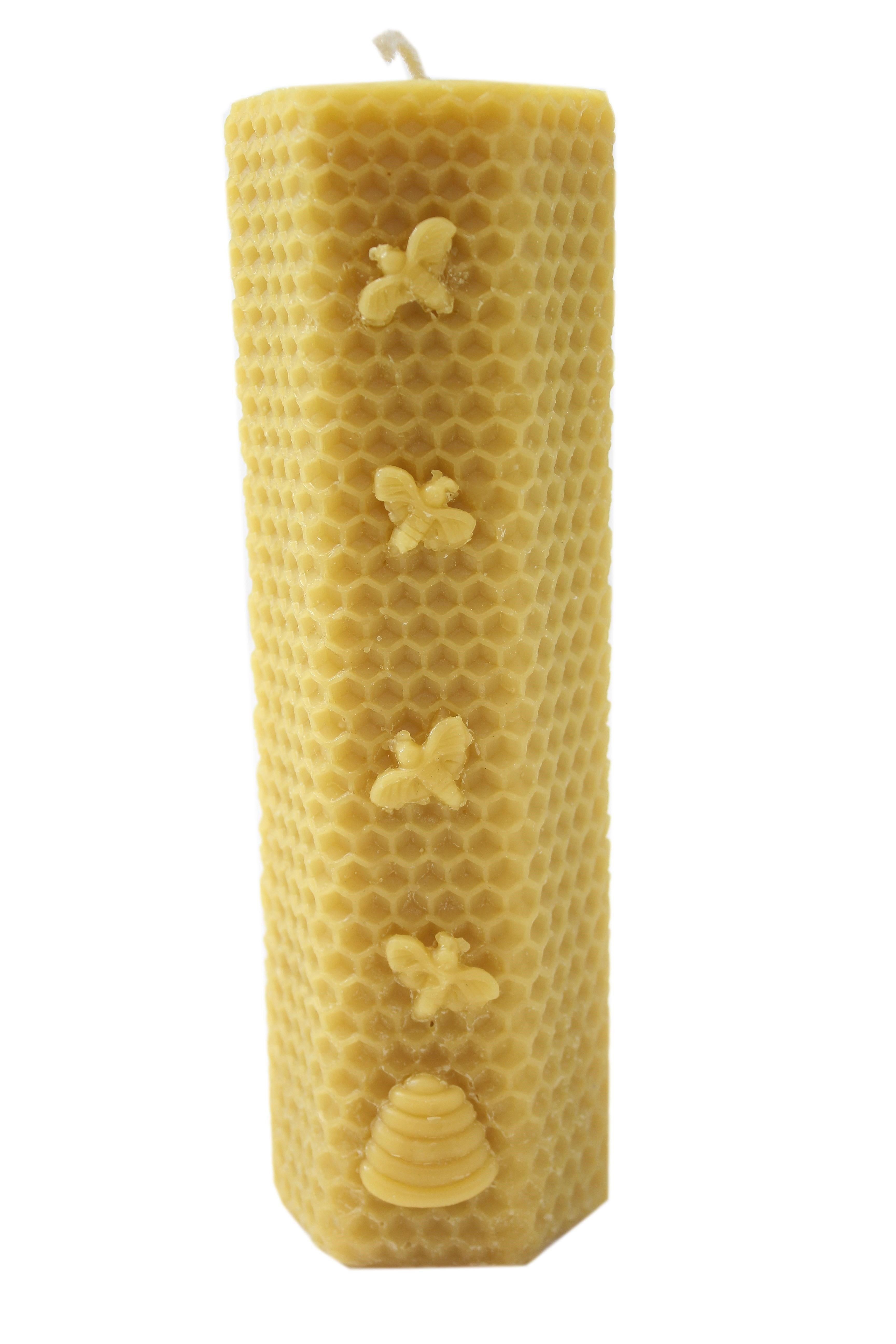 Bougie hexagonale en cire d'abeille