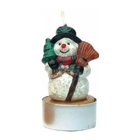 MOULE A BOUGIE : BONHOMME DE NEIGE SUR SOCLE