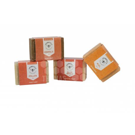 APIBELLA - COFFRET 4*4 SAVONS 100 g - Miel-Pollen-Prop-G.Royale