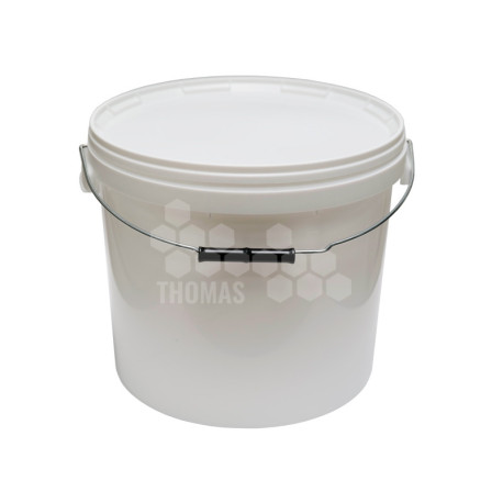 SEAU PLASTIQUE BLANC 20 KG DE MIEL ANSE METAL AVEC COUVERCLE - Thomas  Apiculture