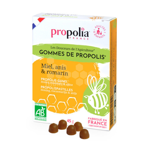 PROPOLIA - GOMMES DE PROPOLIS BIO MIEL-ANIS-ROMARIN (45 g)