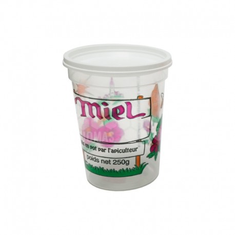 POT PLASTIQUE NICOT 250 G PEP MIEL 4 COUL TRANSP (PEPDIMIEL4COUL)