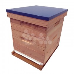 Ruche mi-bois Dadant 10 cadres Confort Essencia® avec toit plat bleu