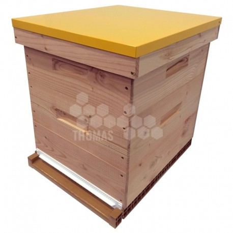 Ruche mi-bois Dadant 10 cadres Confort Essencia® avec toit plat jaune