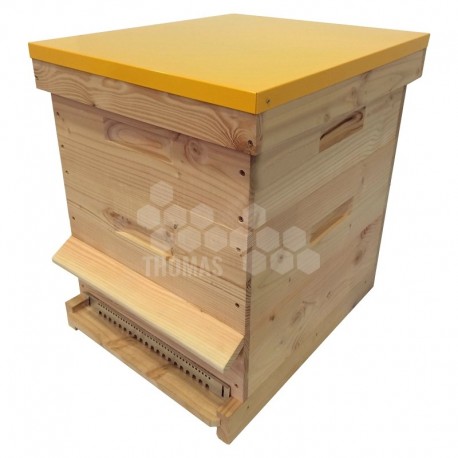 Ruche mi-bois Dadant 10 cadres Passion Essencia® avec toit plat jaune