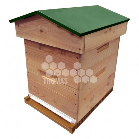 Ruche mi-bois Dadant 10 cadres Confort Essencia® toit chalet vert