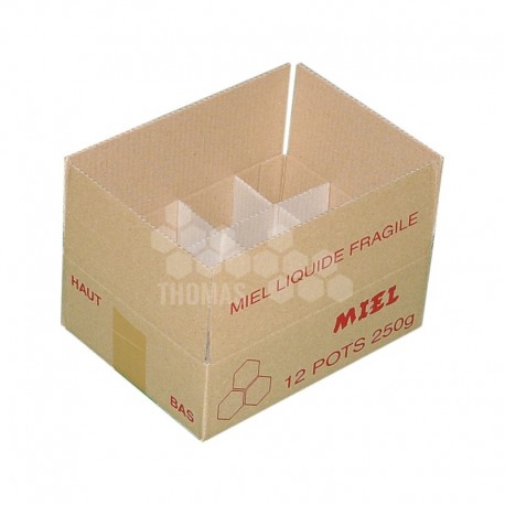 Carton de transport pour 12 pots 250 g TO 63 (avec croisillons)