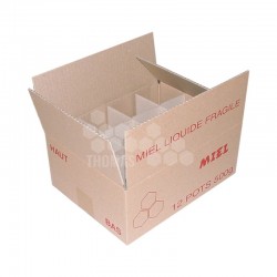 Carton de transport pour 12 pots verre / PET 500 g avec croisillons
