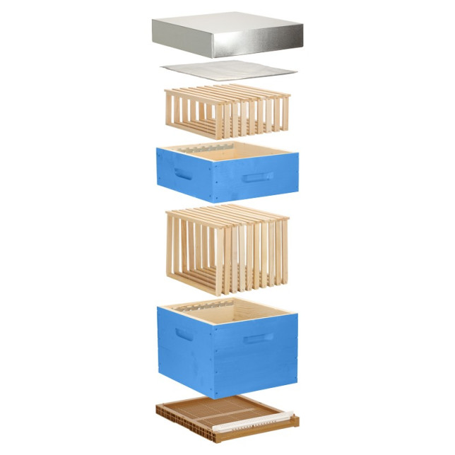 Ruche complète bleue Dadant 10 cadres Pribois® (avec cadres)