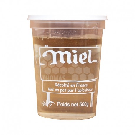 Pot blanc plastique transparent inviolable "Miel" 500 g Nicot®