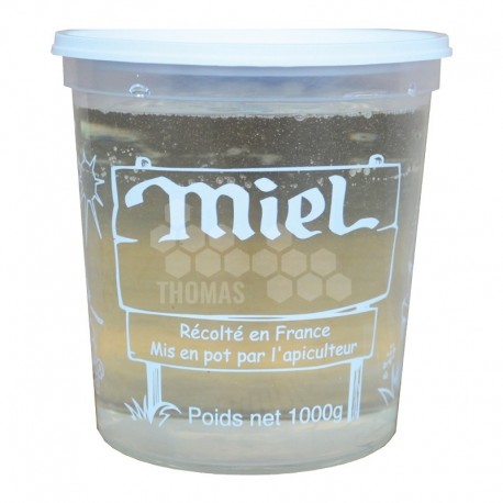Pot blanc plastique transparent inviolable "Miel" 1 kg Nicot®