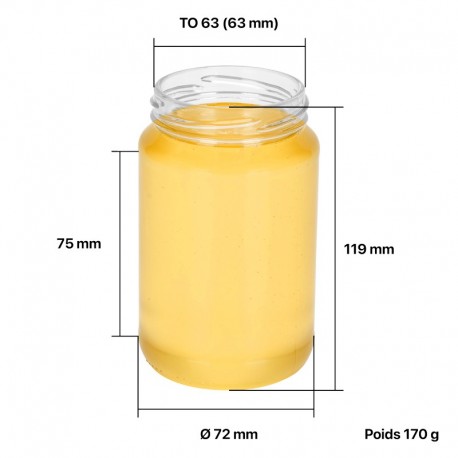 POT VERRE 500 GR 370 ML TO 63 NORMAL (PALETTE) SANS CAPSULE