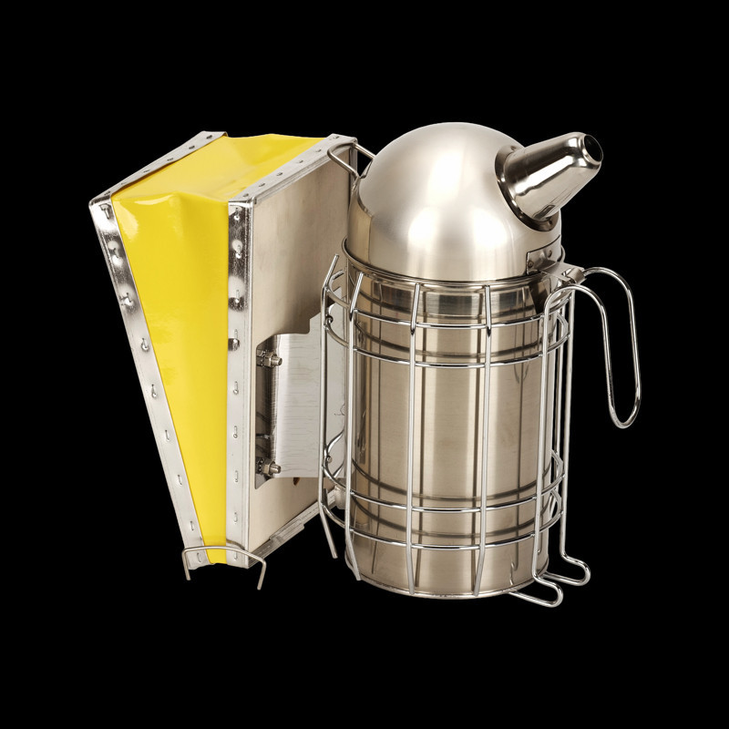 Enfumoir à abeilles inox traditionnel avec cage de protection H.19 cm
