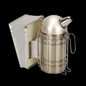 Enfumoir à abeilles inox traditionnel avec soufflet en cuir H.18 cm