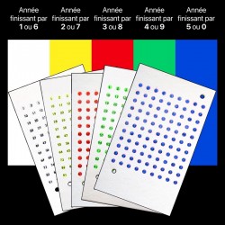 Kit complet 495 pastilles numérotées 5 couleurs pour marquage reine