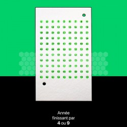 99 pastilles numérotées de couleur verte pour marquage de reine