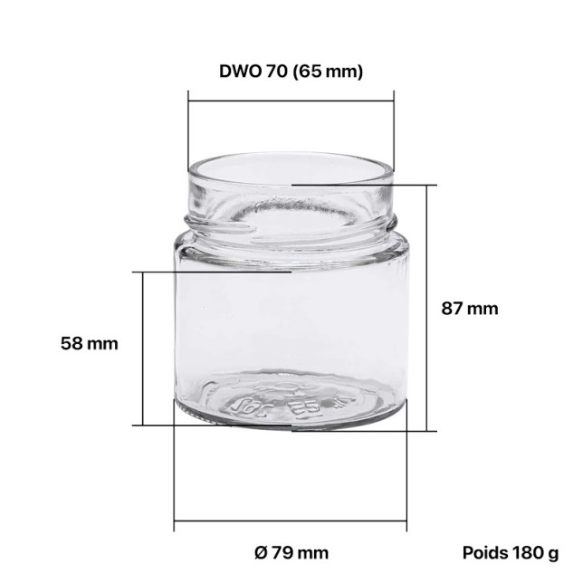 Pots verre Jupe Haute 400 g 314 ml DWO 70 - pack 12 pots seuls