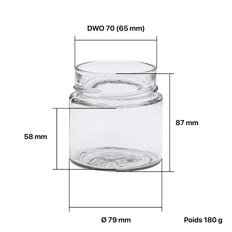 Pots verre Jupe Haute 400 g 314 ml DWO 70 - pack 12 pots seuls
