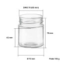 Pots verre Jupe Haute 250 g 212 ml DWO 70 - palette 3360 pots seuls