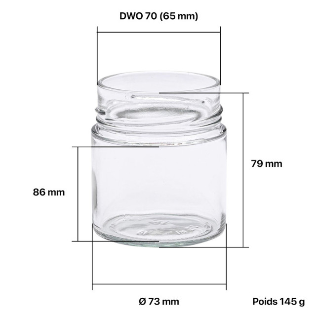 Pots verre Jupe Haute 340 g 262 ml DWO 70 - pack 12 pots seuls