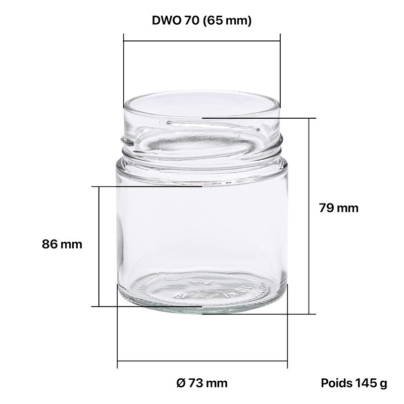 Pots verre Jupe Haute 340 g 262 ml DWO 70 - pack 12 pots seuls
