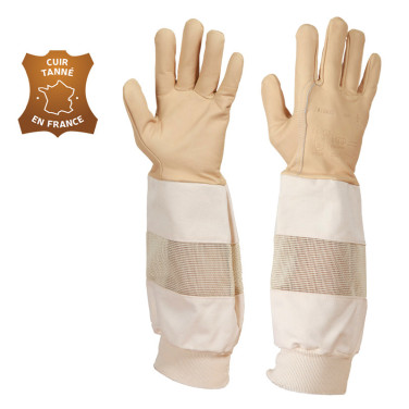 Gants d'apiculteur cuir hydrofuge aéré Premium